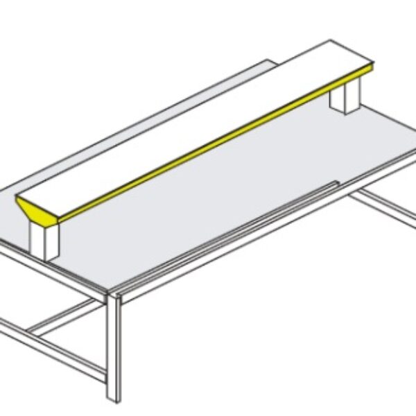 MESA DE TRABAJO CENTRAL DE 2.40 M. DE FRENTE, 1.20 M. DE FONDO Y 0.90 M