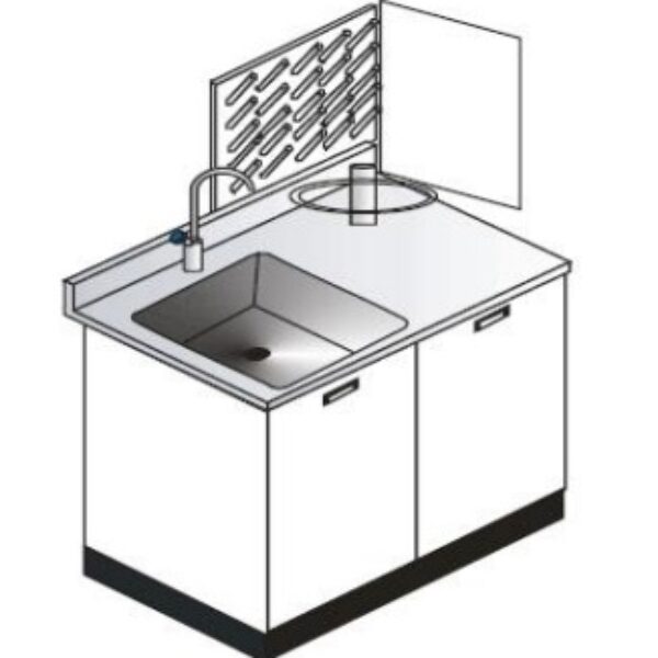 MESA DE LAVADO DE 0.90 M. DE FRENTE, 0.75 M. DE FONDO Y 0.90 M. DE ALTURA